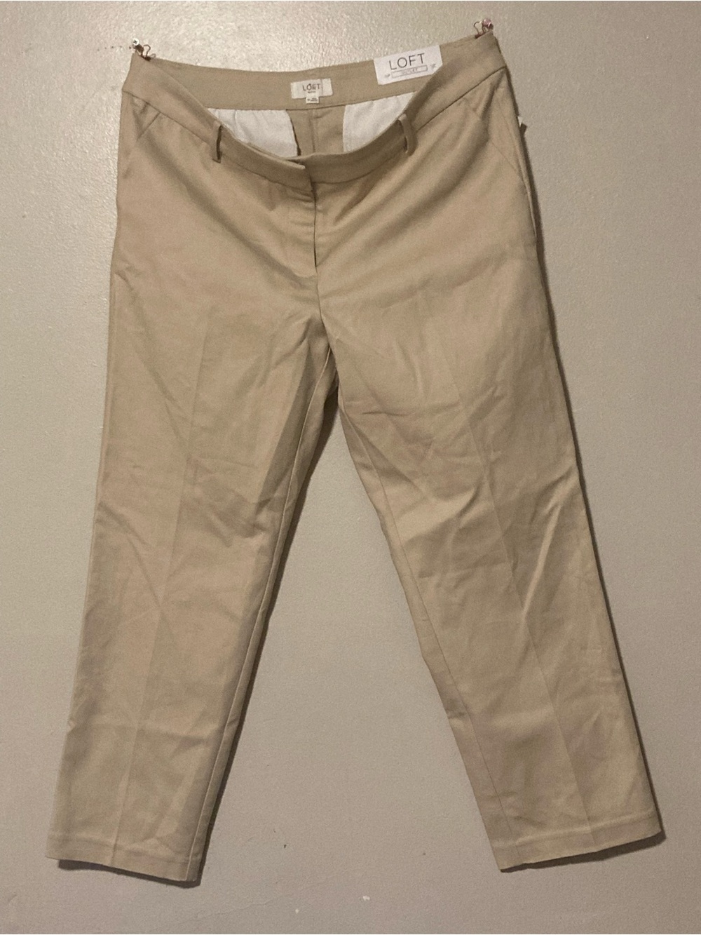 LOFT Women's Neutral Tan Straight-Leg Trousers